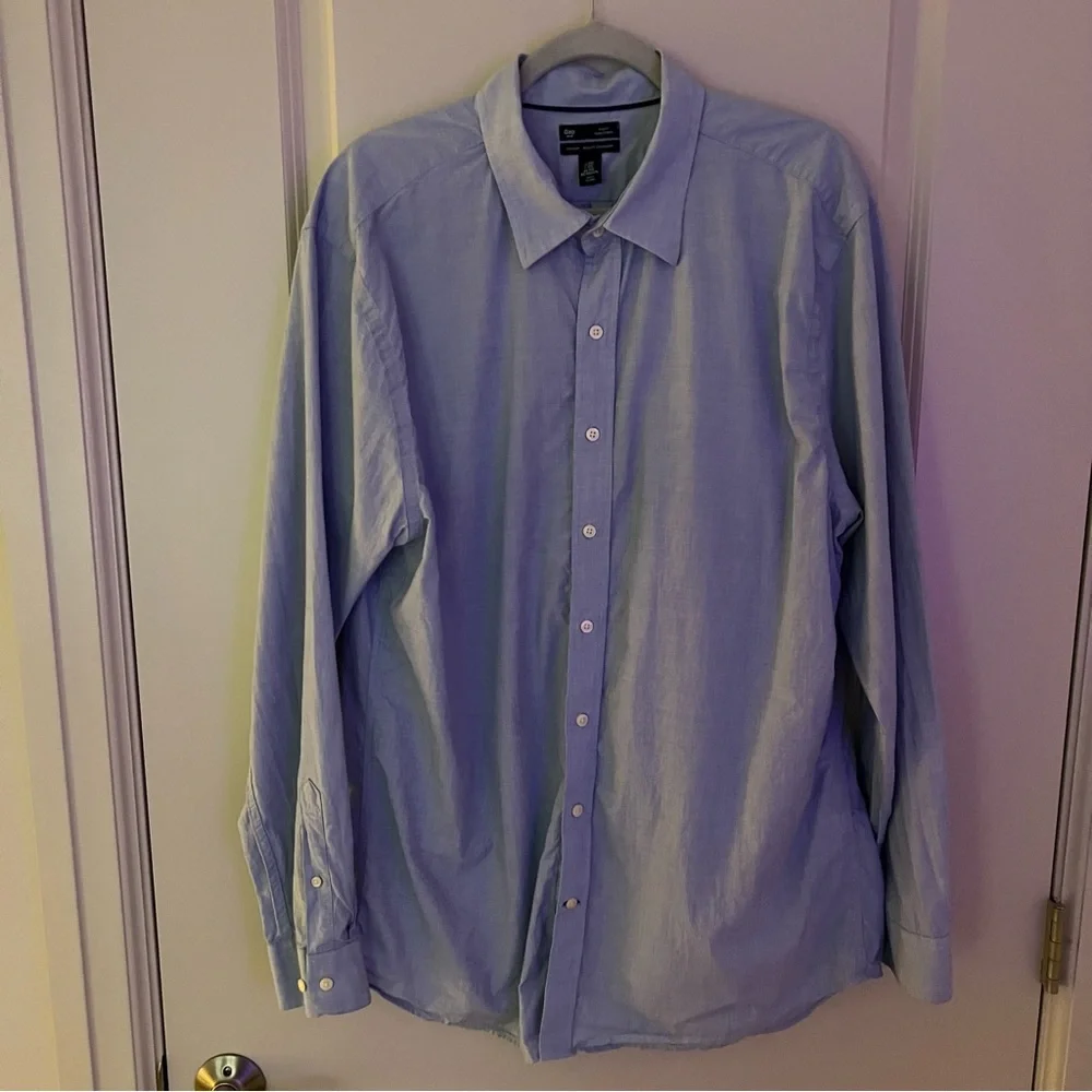 Gap mens slim fit long sleeve button down shirt | size 2XL